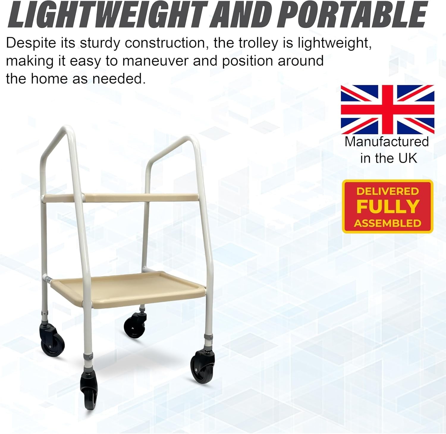Mobility Walking Trolley Frame with Wheels Tray Indoor Outdoor Support