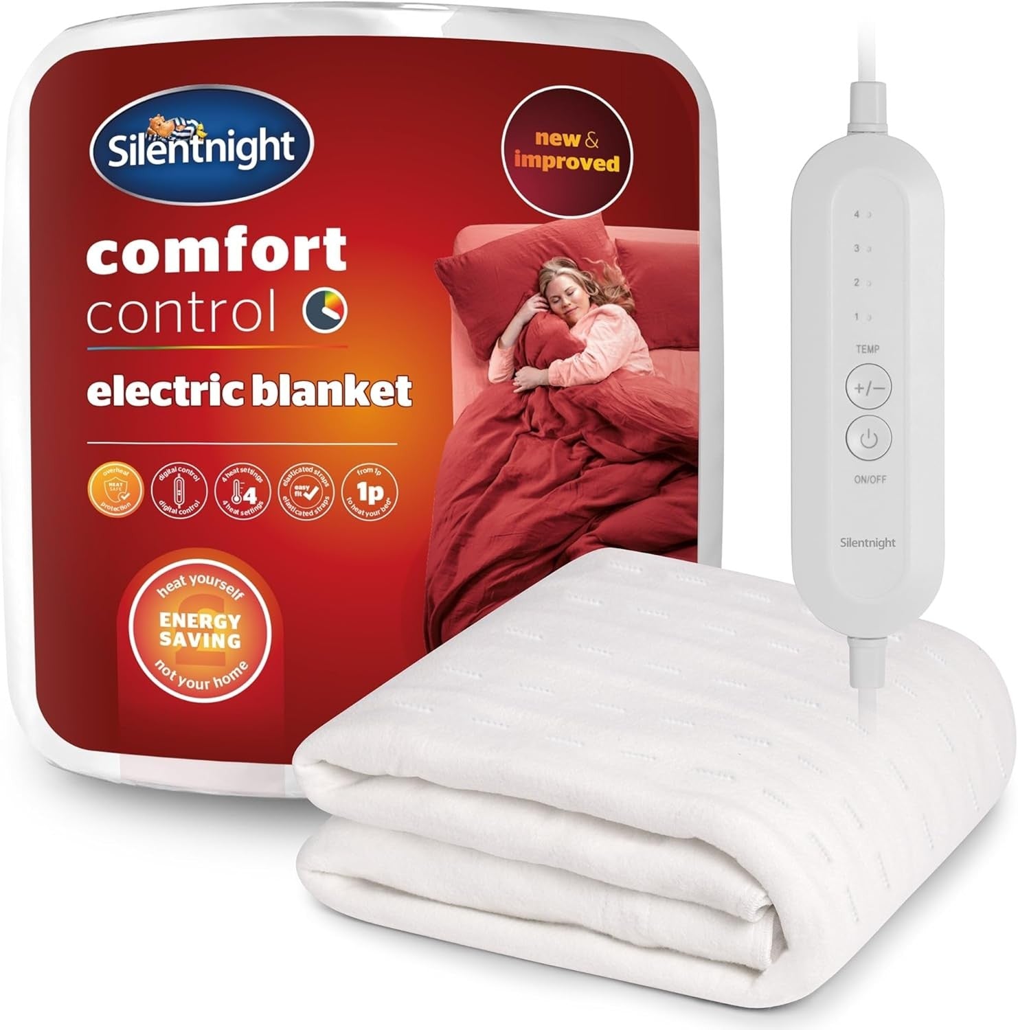 Electric Heated Underblanket Double Bed Fast Heat 4 Settings Washable 135x120cm