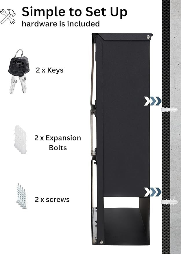Lockable Wall Mounted Post Box with Keys – Steel Mailbox & Newspaper Holder