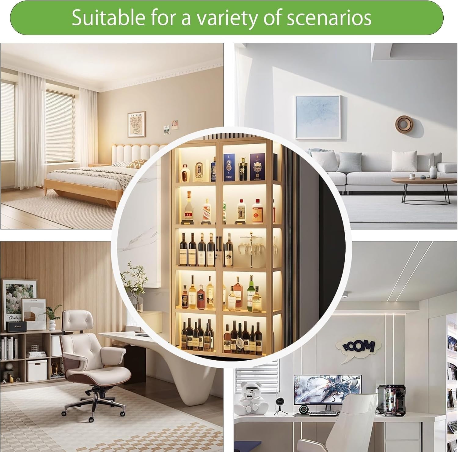 LED Drinks Cabinet with Lock Modern Wine Bar Sideboard Display Storage Unit