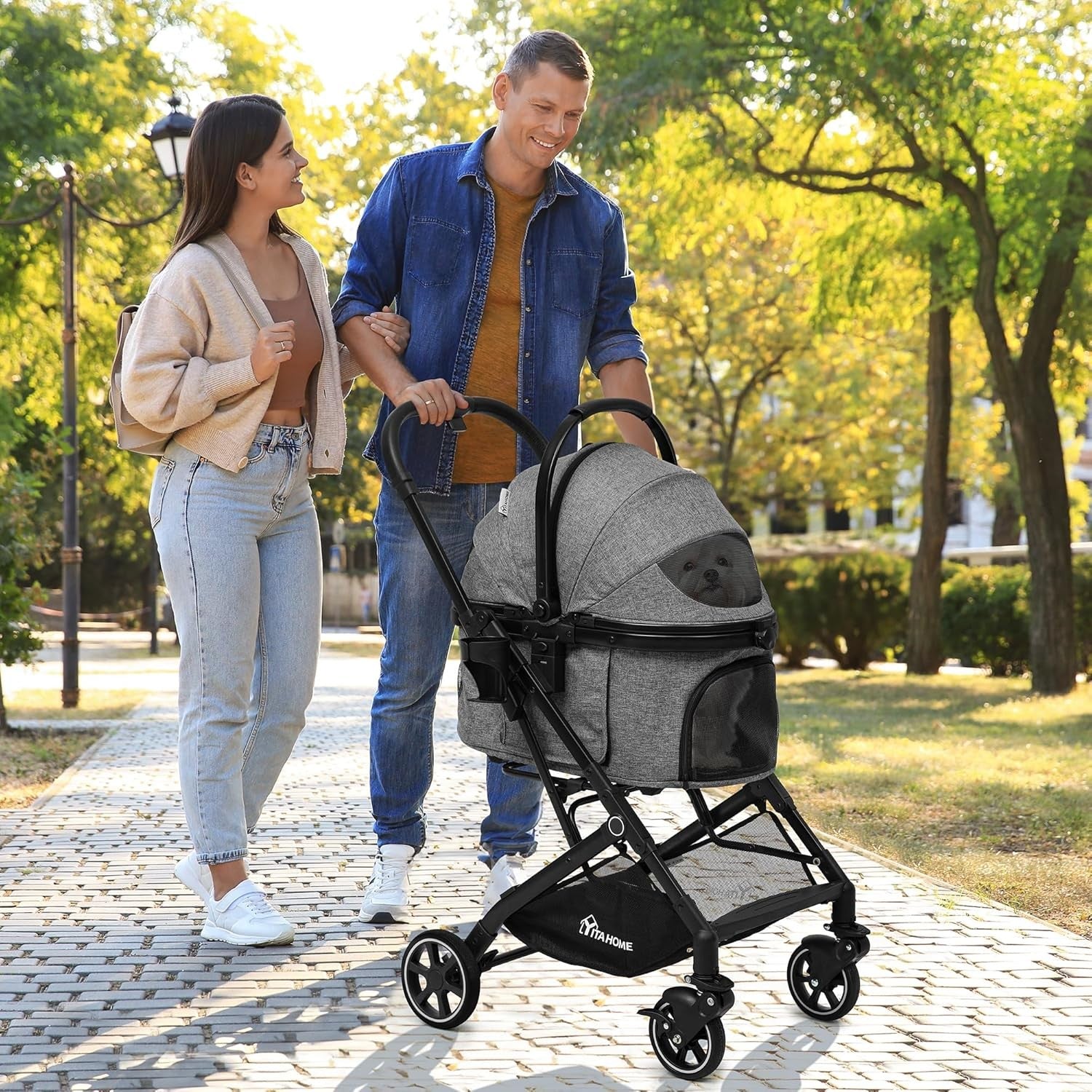 3 in 1 Dog Stroller Foldable Pet Pushchair Detachable Carrier Travel
