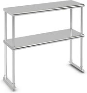 Stainless Steel Overshelf 92x30x85cm 2-Tier Adjustable Prep Table Heavy Duty