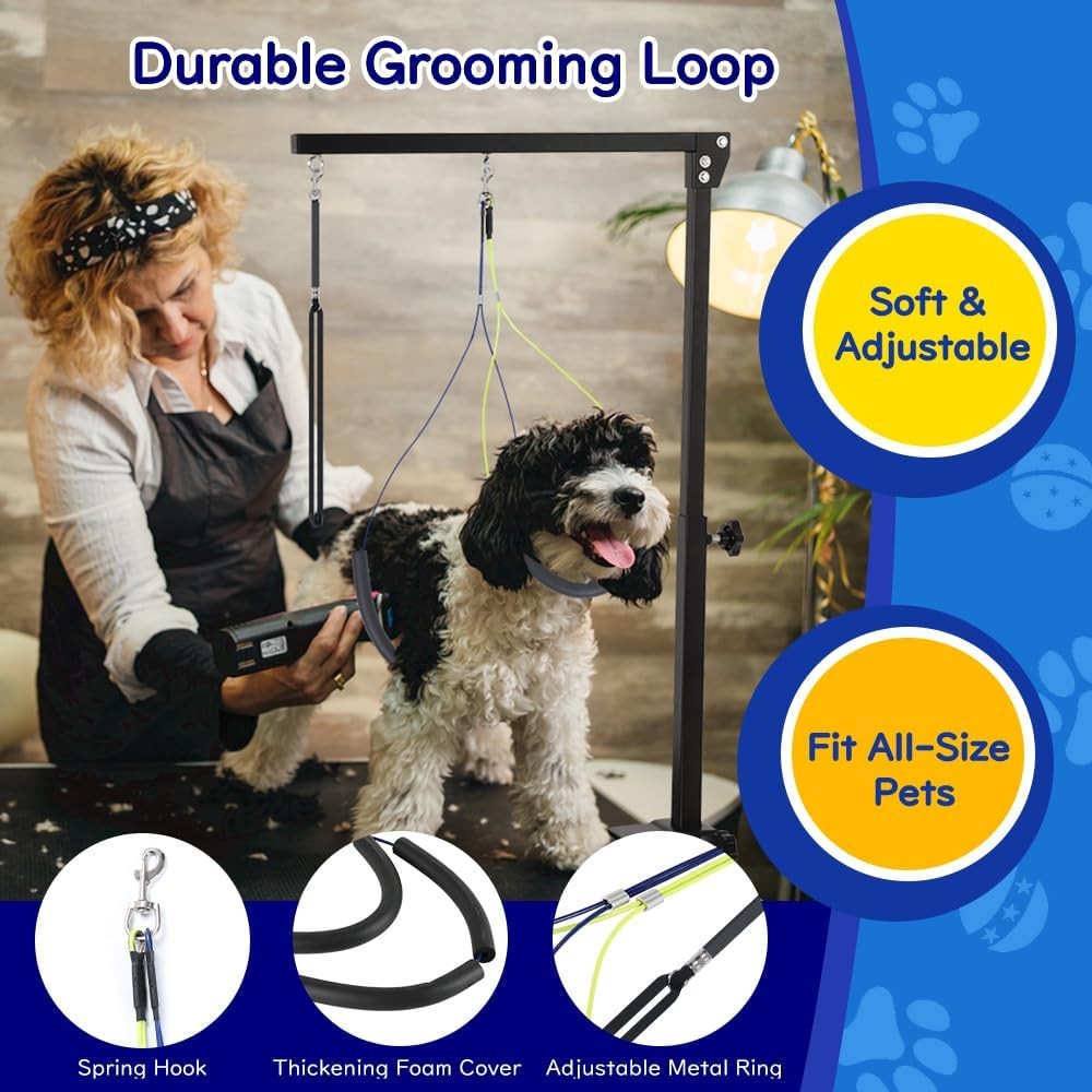 Dog Grooming Arm Clamp w Hammock Harness No Sit Adjustable Table