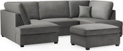 4PC U Shape Sofa with Footstool – Grey Plush  Sectional – 5/6 Seater Modular.