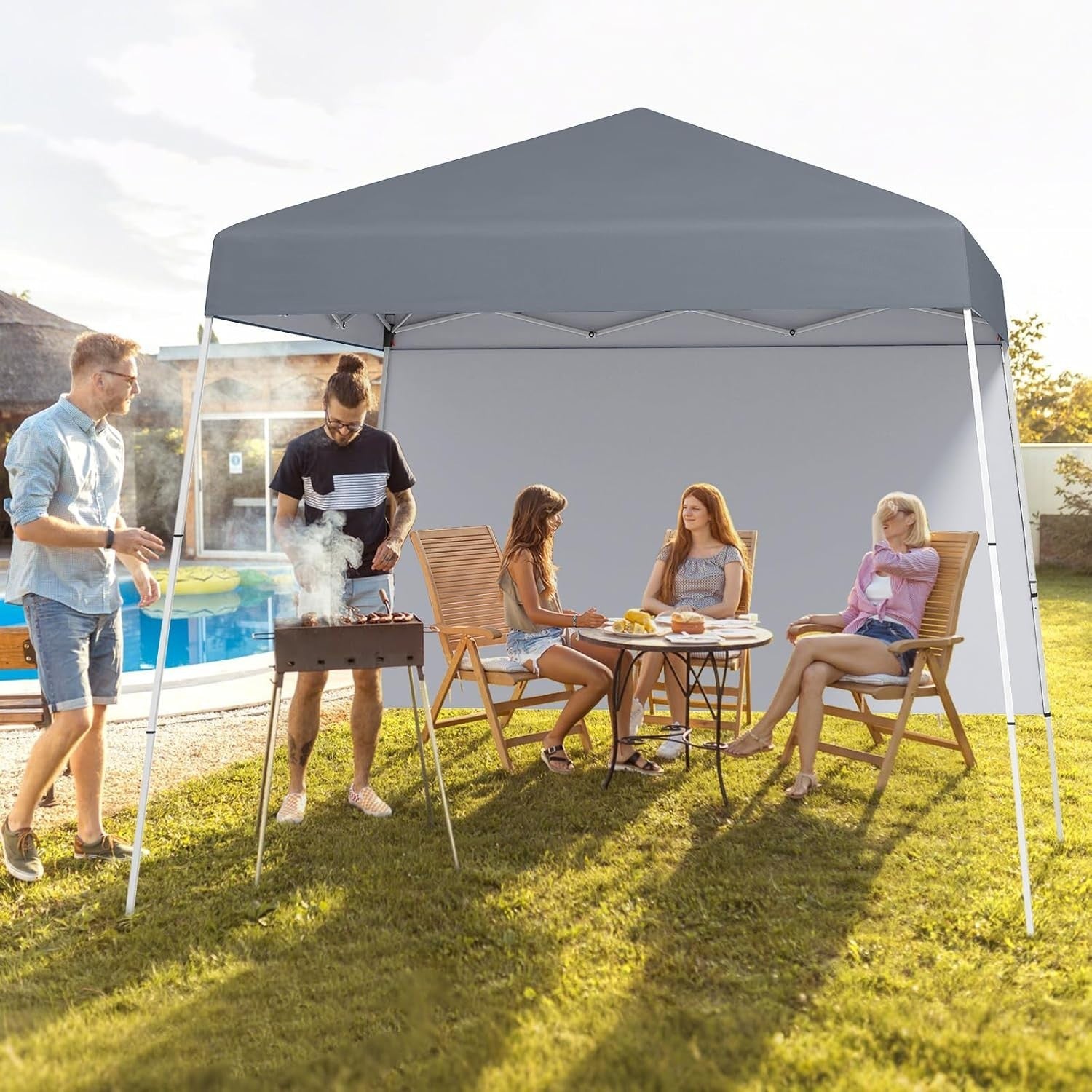 3x3M Gray Pop-Up Canopy Tent UPF50+ Sunshade Outdoor Party Gazebo