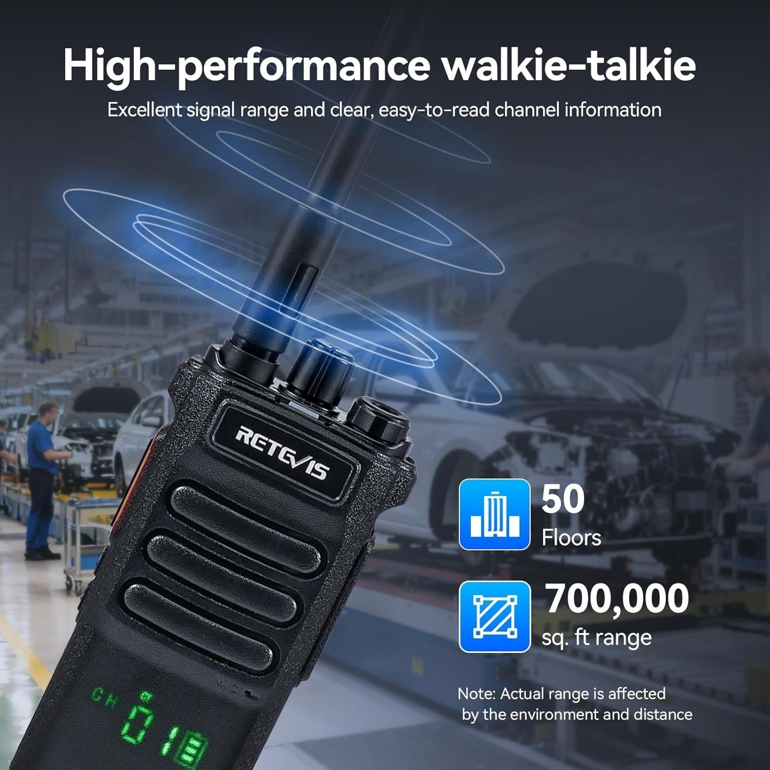 Long Range Professional Walkie Talkies 2 Pack 2600mAh Speaker Mic