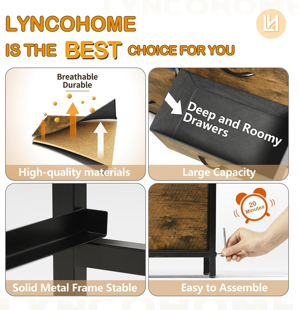 9 Drawer Fabric Dresser Storage Organizer | Bedroom, Living Room, Nursery