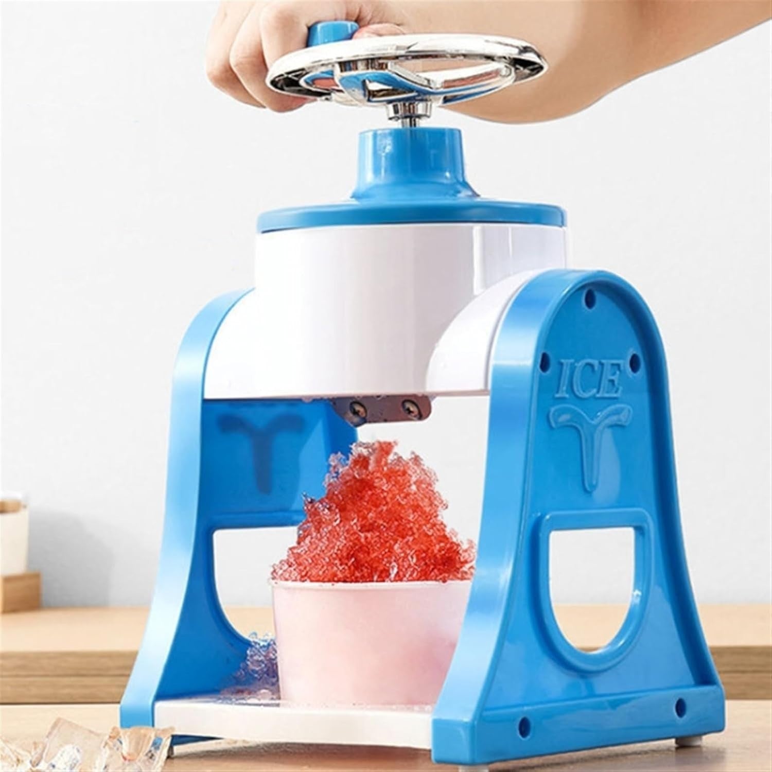Manual Ice Crusher Snow Cone Maker Stainless Blade Shaved Ice Machine