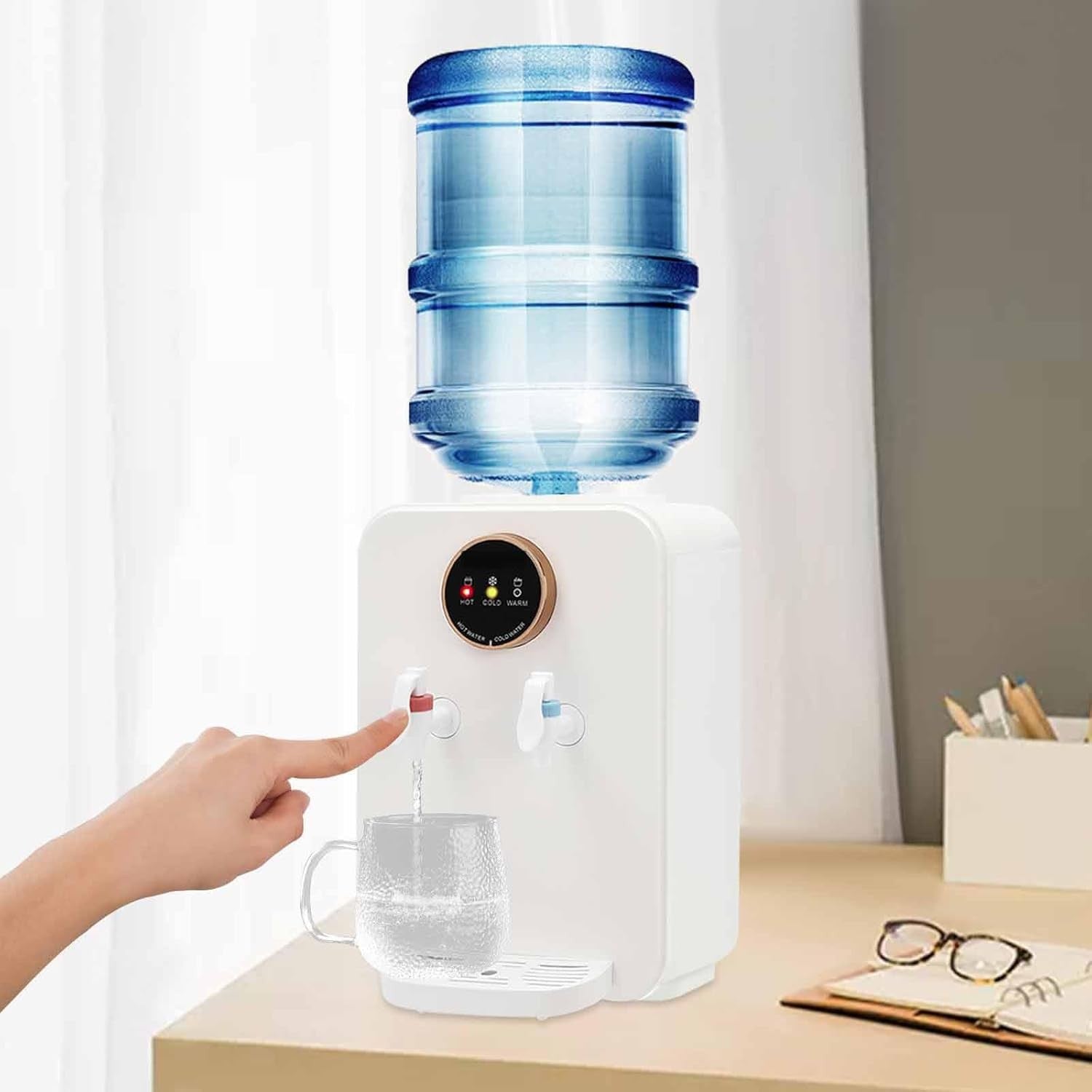 Hot Cold Water Cooler Dispenser Top Loading LED Indicator Home Office