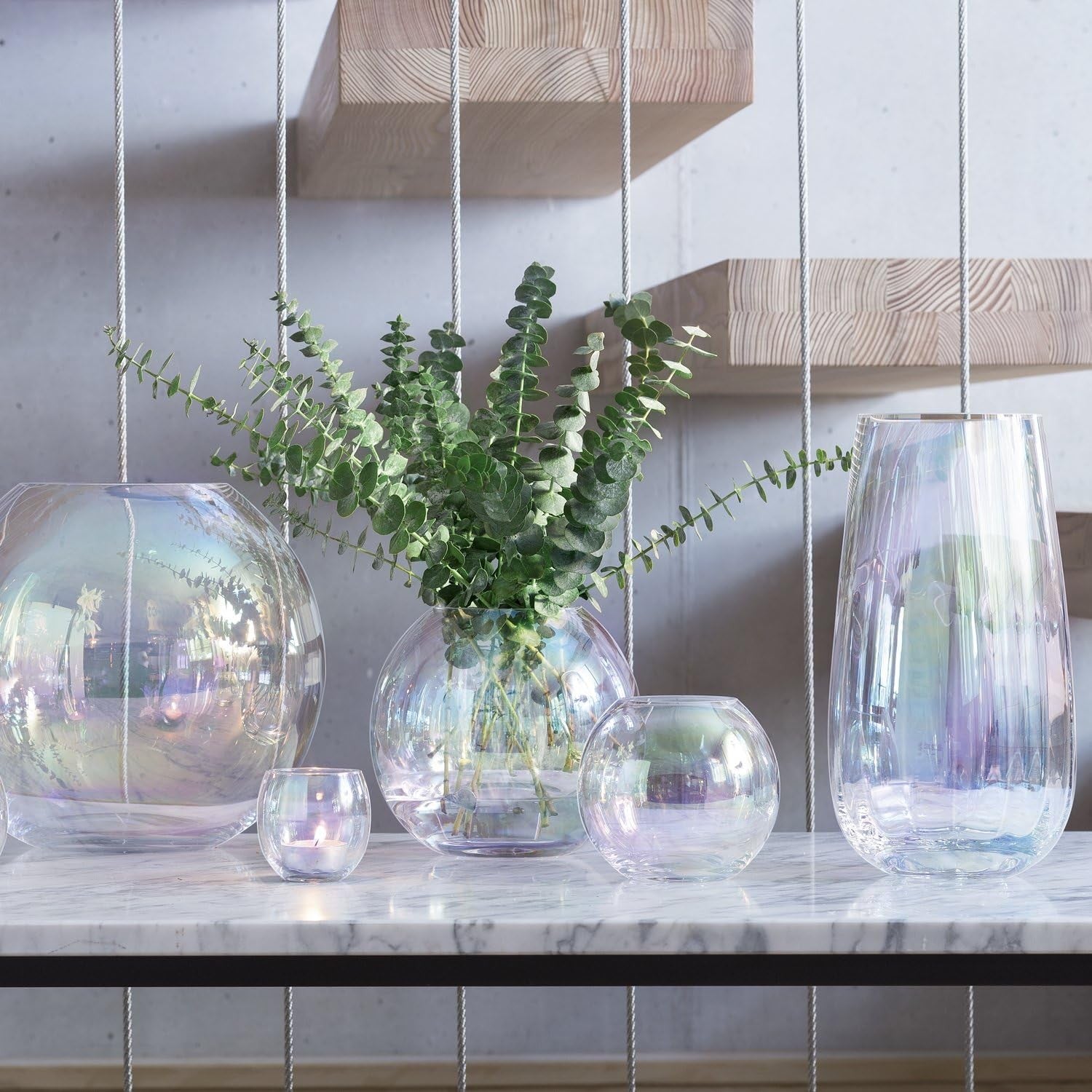 Handmade Glass Vase 28cm Mother of Pearl Decorative Flower Vase