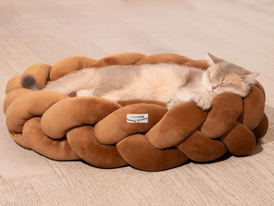 Large 60cm Cat Bed Washable Braided Pet Sofa Cushion for Cats Dogs
