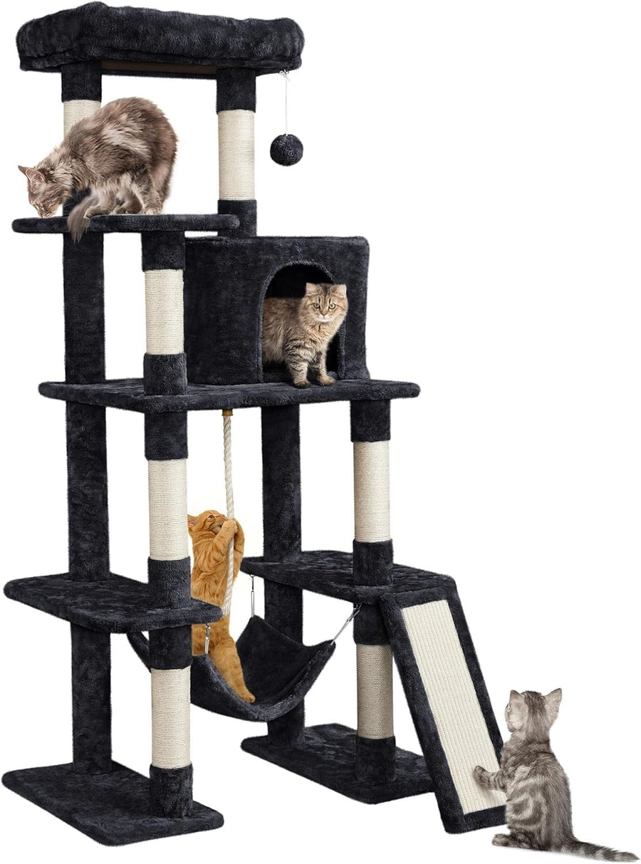 Large Cat Tree 159cm Multi Level Tower With Condo Hammock Scratching Posts