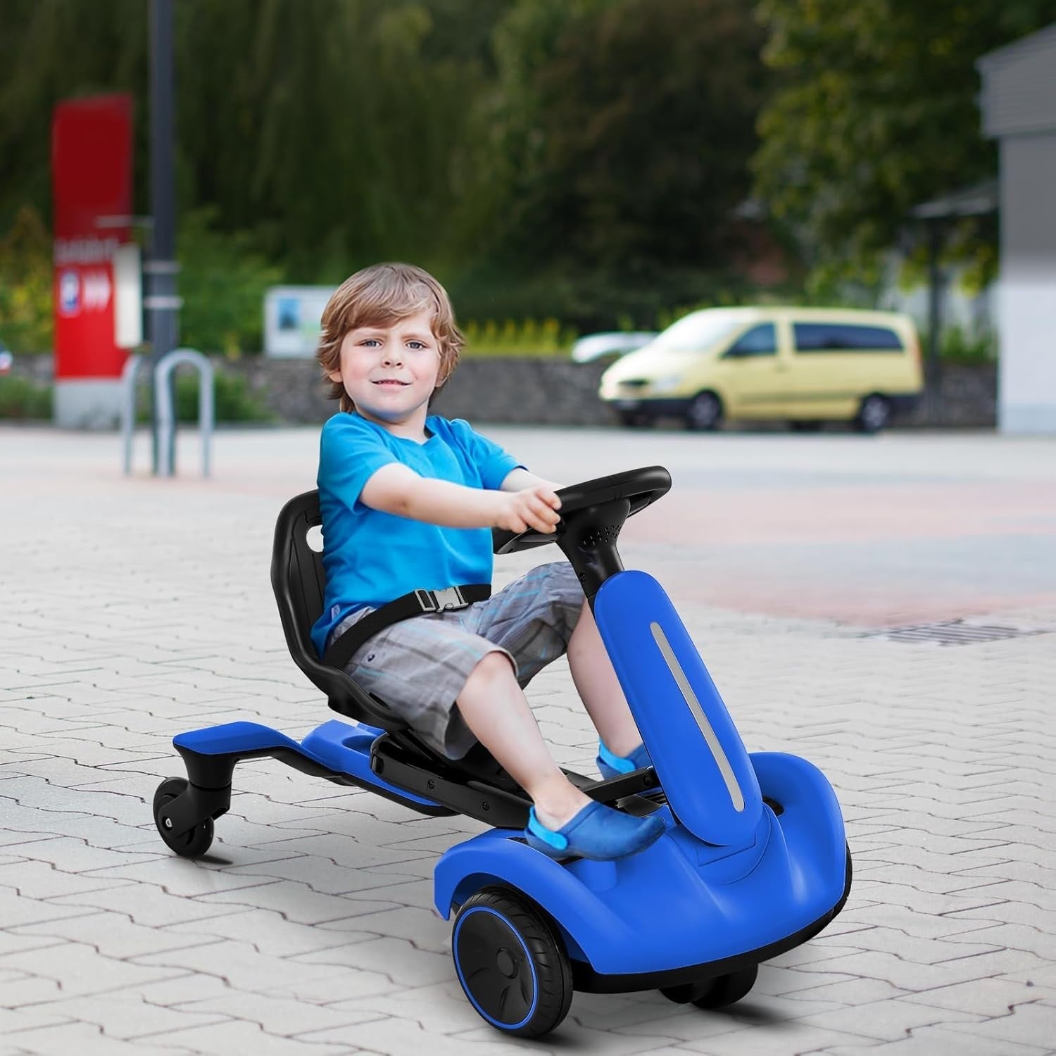 Kids Electric Drift Go Kart 6V Ride On Car 360 Spin Adjustable Seat Blue