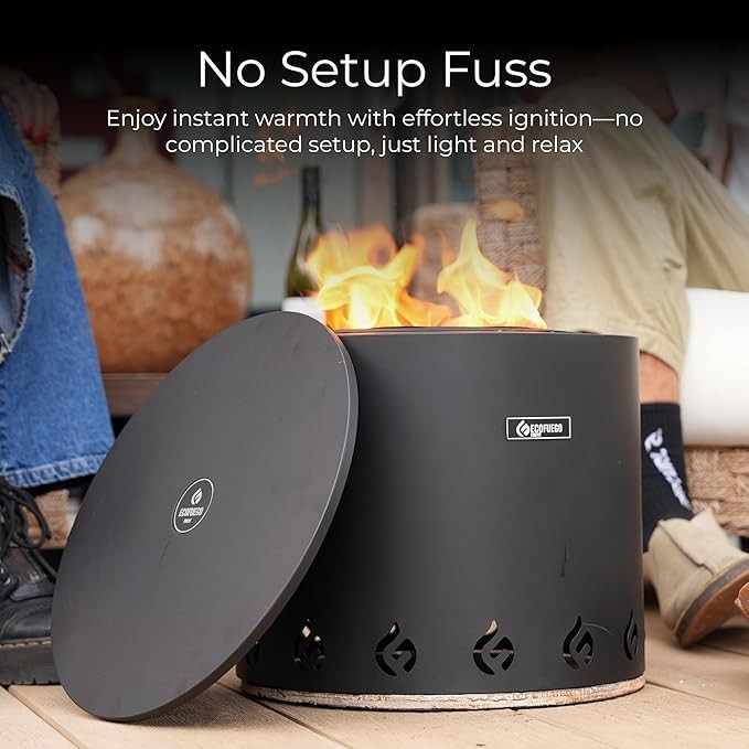 Smokeless Portable Fire Pit Outdoor Indoor Use | Eco-Friendly Wax Fuel