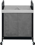 100L Rolling Laundry Hamper 2 Section Cart with Wheels Removable Washable Bag