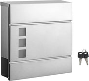 Lockable Stainless Steel Wall Mounted Mailbox Modern Silver Post Box