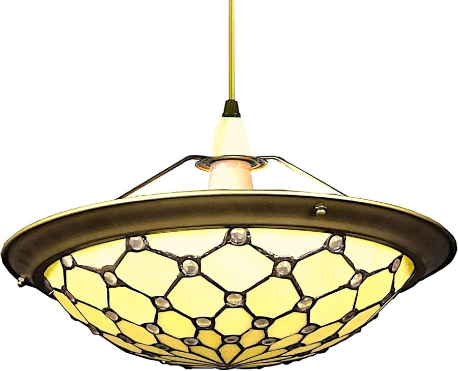 Tiffany Style Jewel Stained Glass Uplighter Pendant Ceiling Lamp Shade 35cm