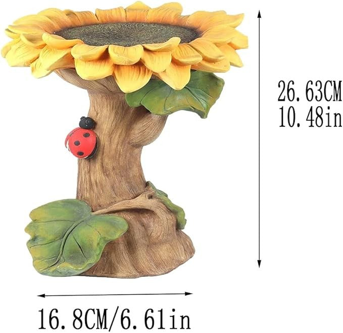 Sunflower Bird Bath Feeder – Polyresin Garden Ornament Outdoor Décor Statue