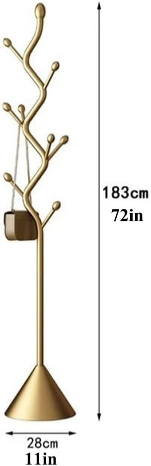 Tree Design Metal Coat Rack Stand | Freestanding Hall Tree with Cast Iron Base