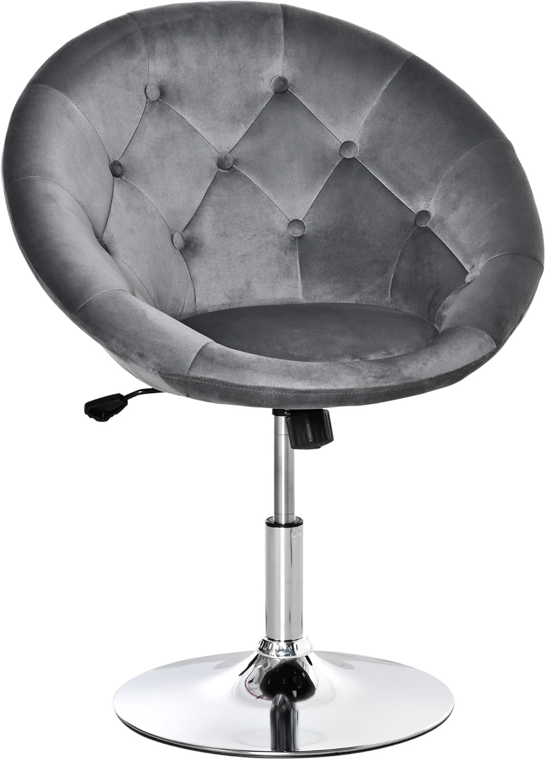 Velvet Swivel Vanity Chair Grey Adjustable Height Stool