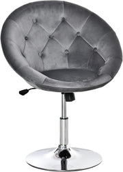 Velvet Swivel Vanity Chair Grey Adjustable Height Stool