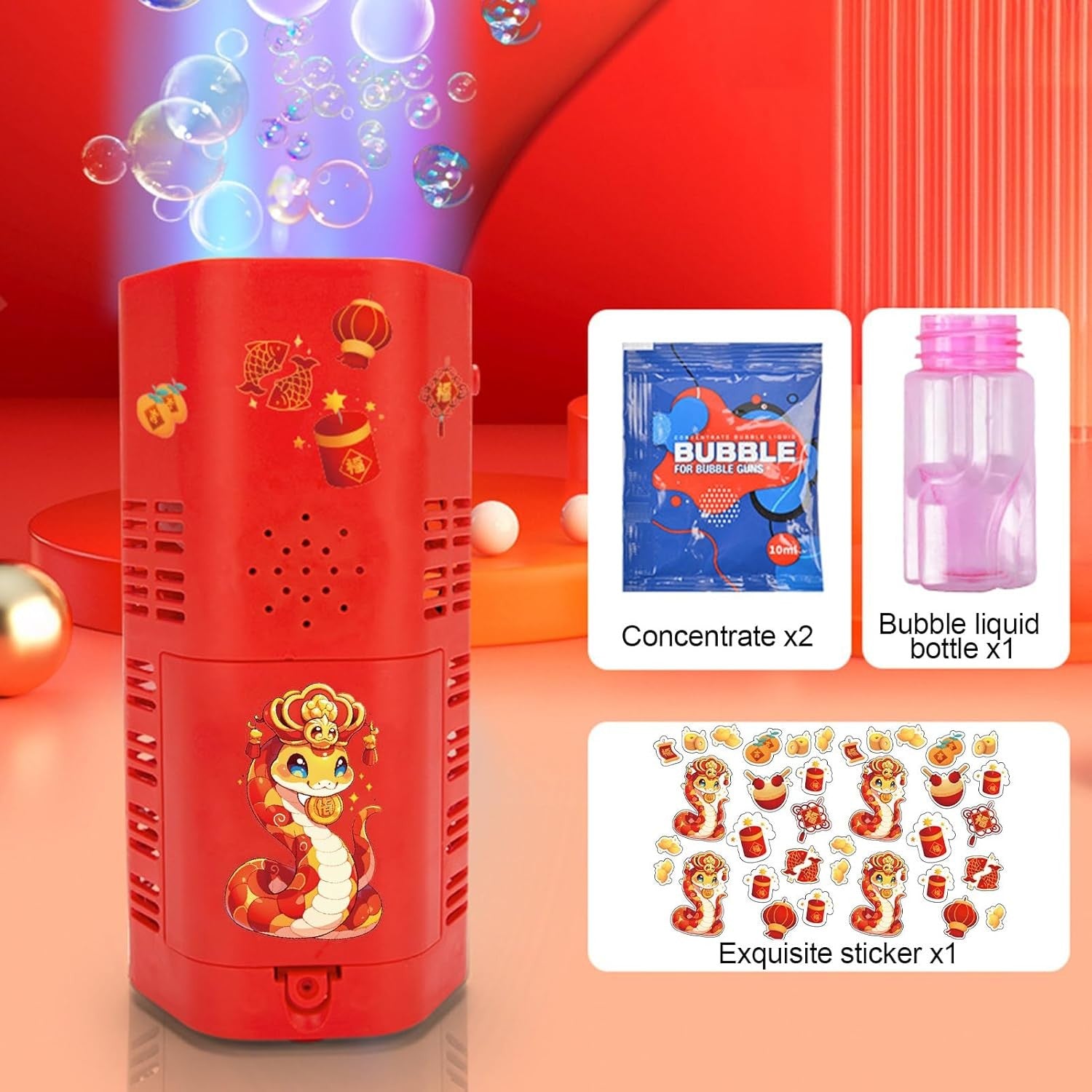 10 Hole Firework Bubble Machine with Lights Portable Toy