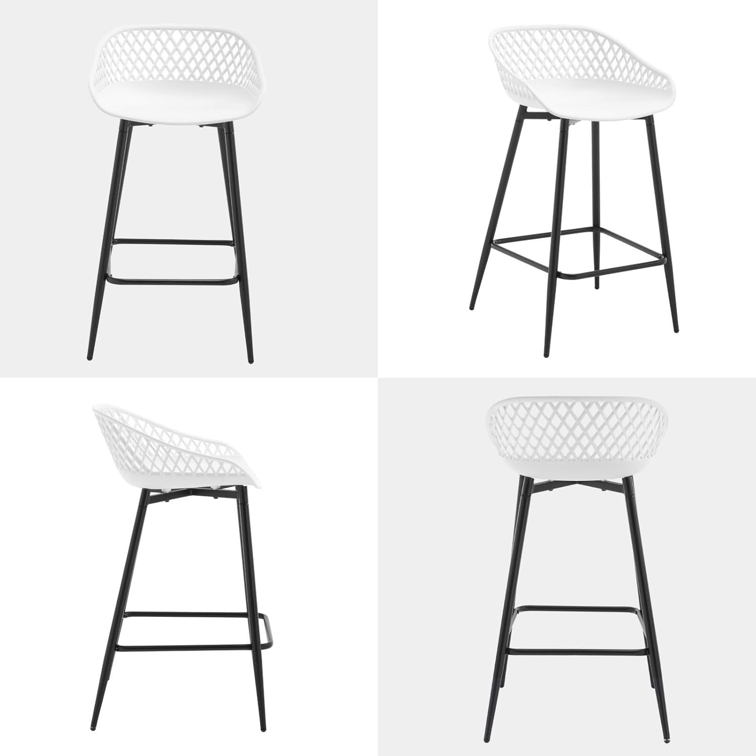 White Adjustable Swivel Bar Stools Set of 2 with Backrest Kitchen Counter