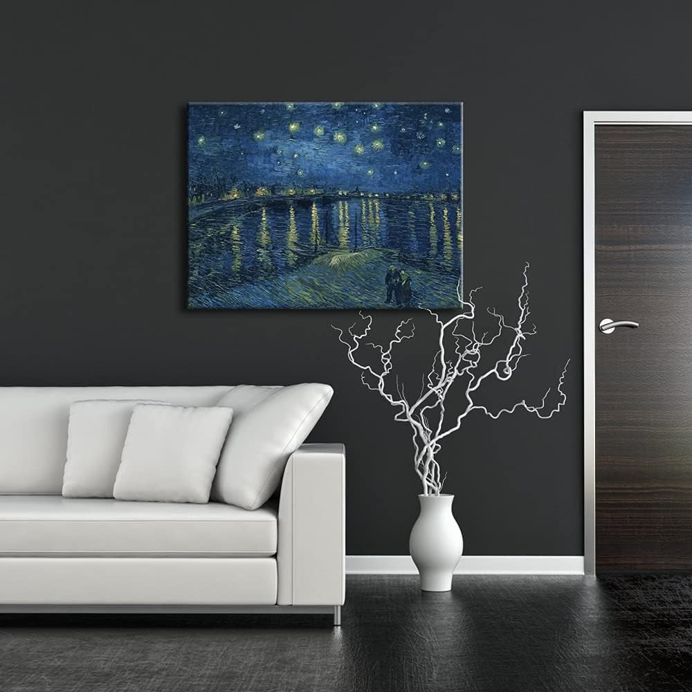 Starry Night Over The Rhone Canvas Wall Art Framed Van Gogh Print