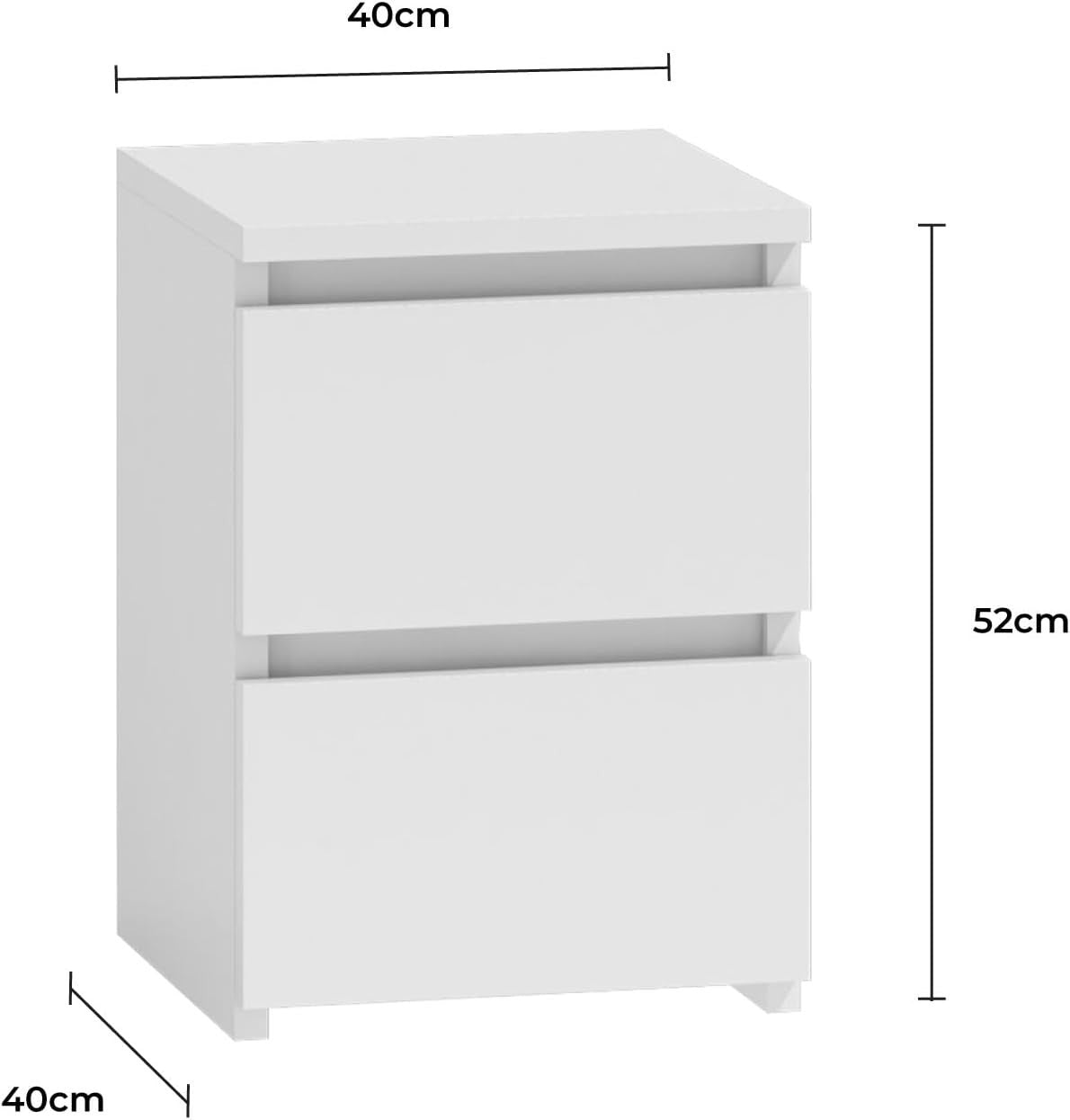 White 2 Drawer Bedside Table Cabinet Small Chest Modern Storage Unit
