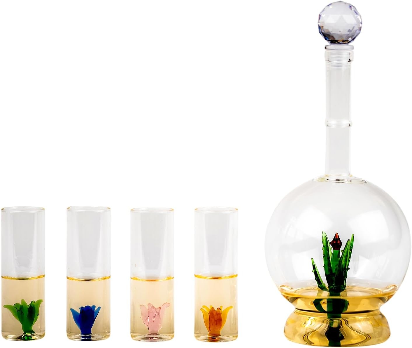 Tequila Agave Decanter Set 750ml with 4 Shot Glasses – Elegant Agave Design