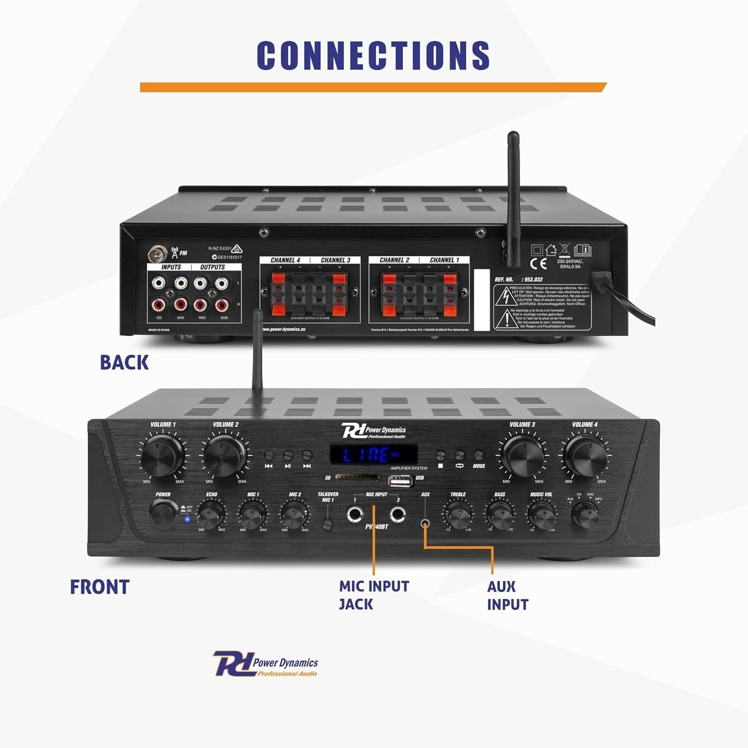 4-Zone HiFi Stereo Amplifier | Bluetooth 4.2 USB FM Optical AUX | 4x100W