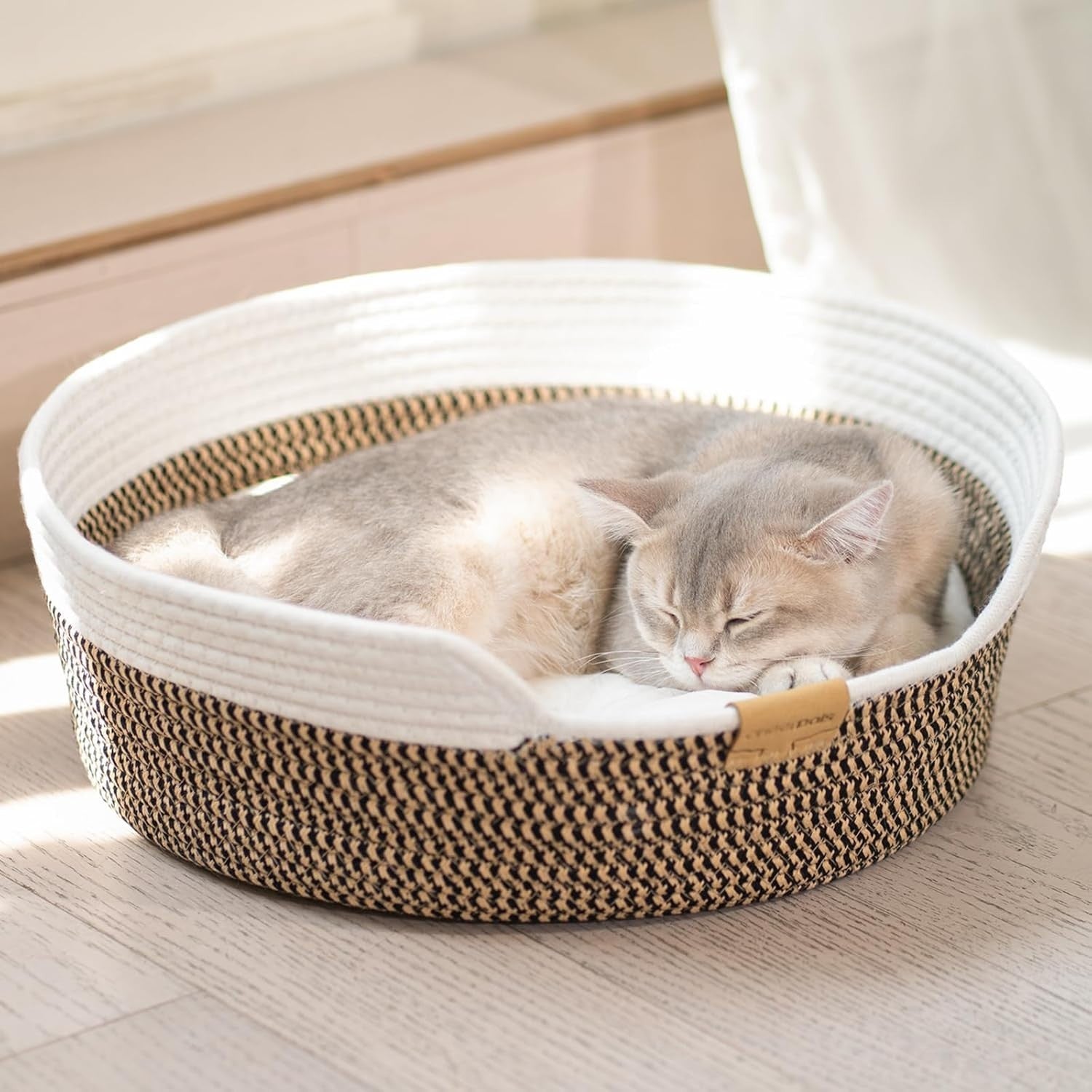 Woven Cotton Rope Cat Basket Bed 47cm Washable Pet Cushion All Season