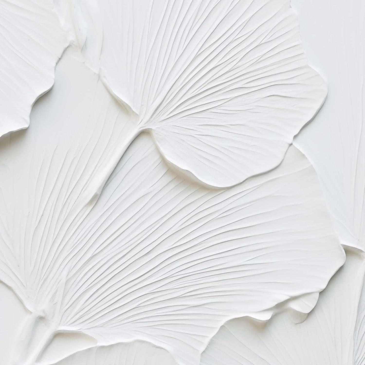 White Abstract Textured Canvas Wall Art 16x24in Minimalist