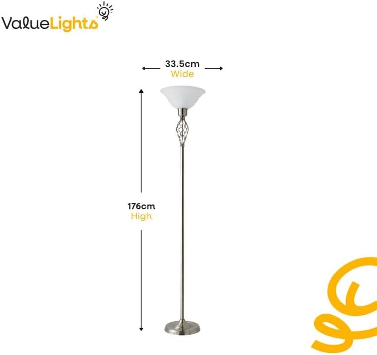 Traditional Floor Lamp Nickel Twist Frosted Glass Shade Tall Standing Light