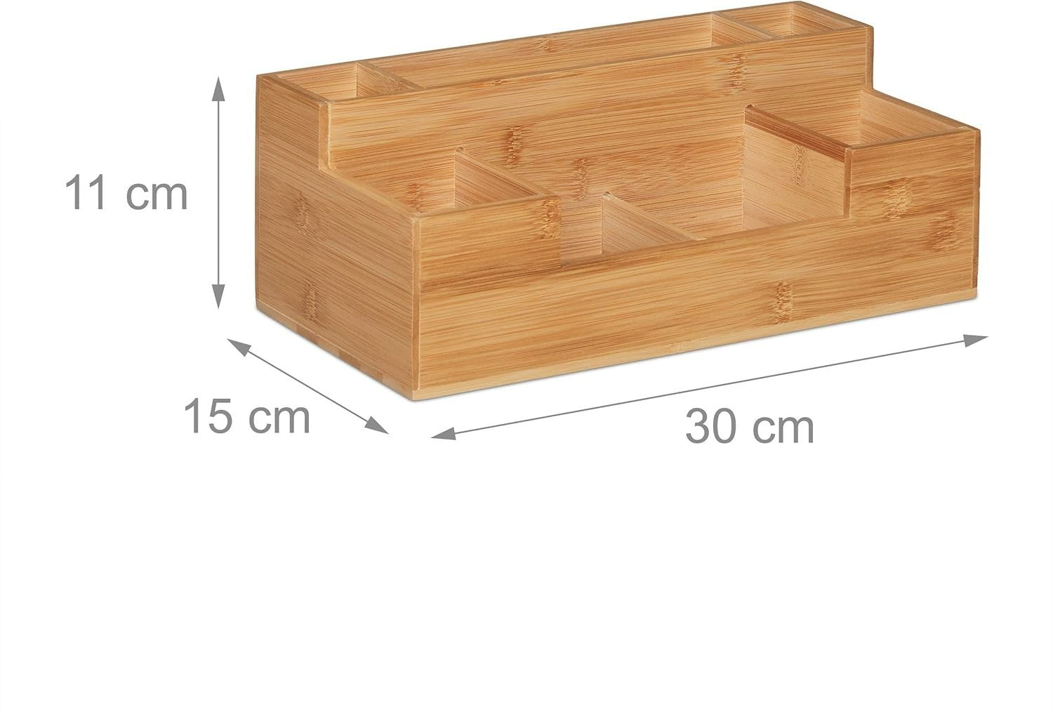 Bamboo Desk Organiser with 7 Compartments, Pen & Letter Storage