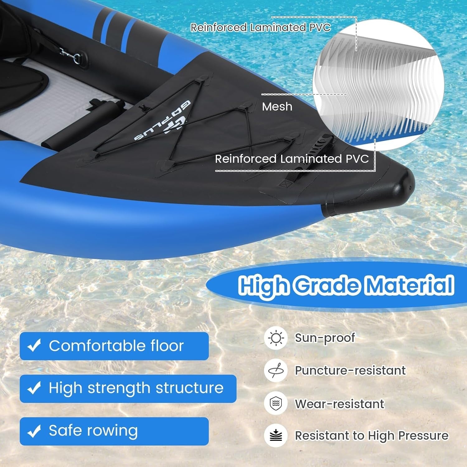 12.5FT Inflatable Kayak Set 2 Person Canoe w/ Oars Pump Seats