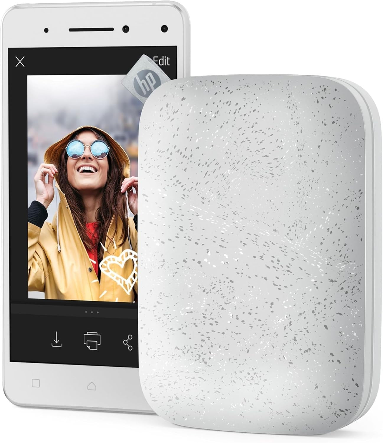 White Portable 2x3 Photo Printer Bluetooth Mobile Instant Sticker Pics