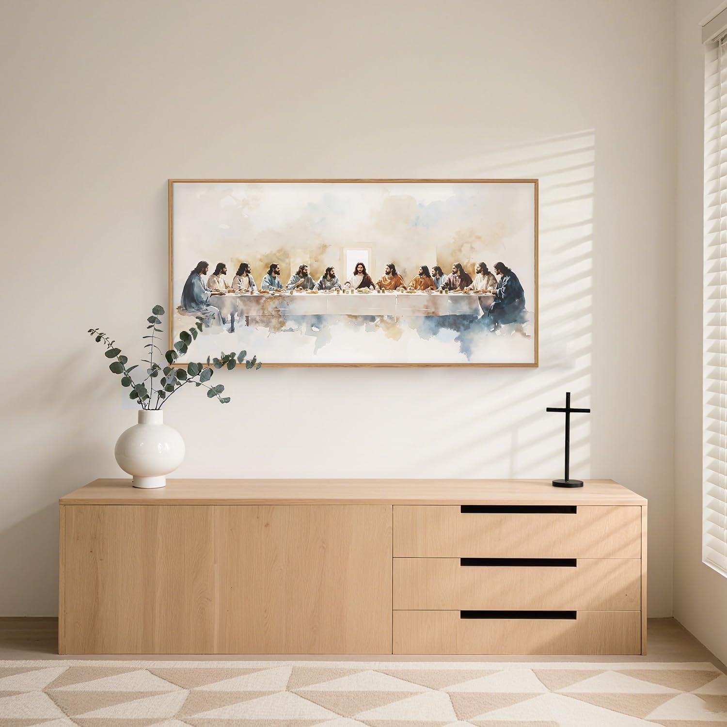 Jesus Last Supper Wall Art Framed Canvas Christian Faith Decor 20x40