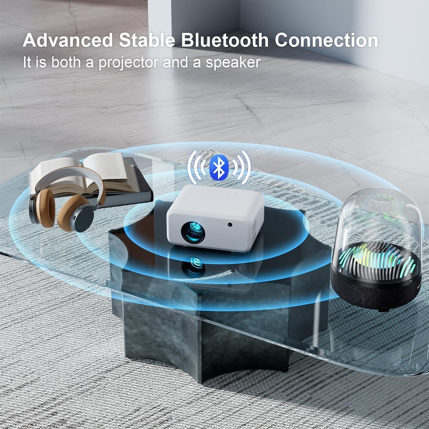 Mini WiFi Bluetooth Projector 1080P Support 13000L Auto Keystone 300"