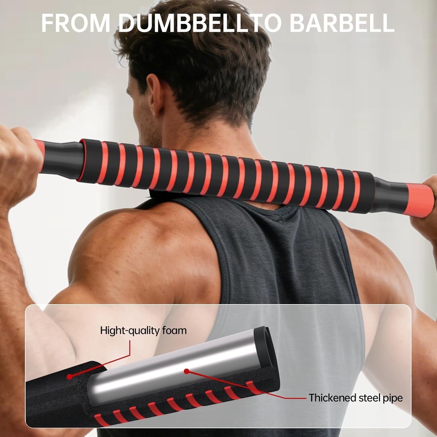 15KG Adjustable Dumbbell & Barbell Set 3-in-1 Non-Roll Home Gym Weights