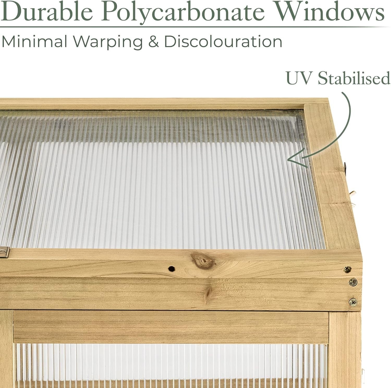 Wooden Garden Greenhouse Cold Frame Polycarbonate Windows Lockable Doors