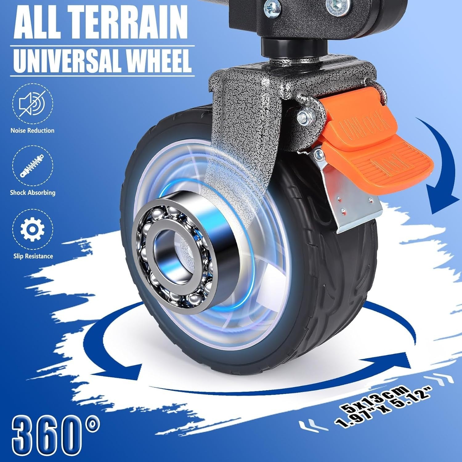 Blue 100L Folding Wagon Heavy Duty Trolley 13cm Wide Wheel Cart w/ Brakes
