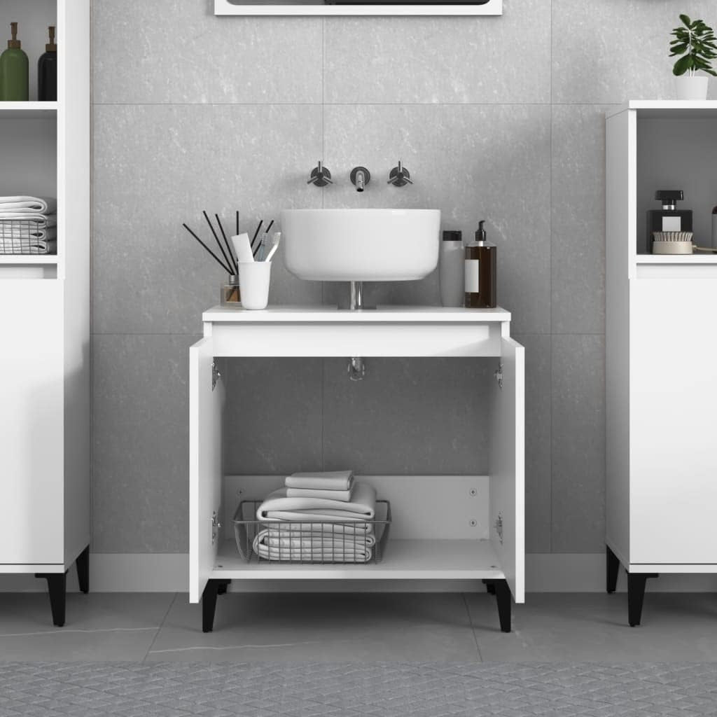 White Bathroom Sink Cabinet | Compact Under Sink Storage 58x33x60cm