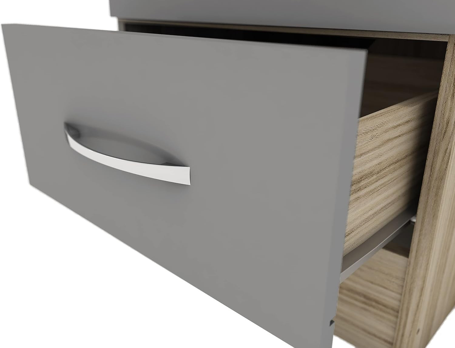 Slim 1 Door Wardrobe with Drawer – Grey Gloss Oak Effect Storage Unit