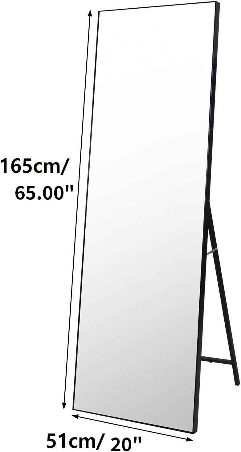 Full Length Mirror 165x51cm Wall & Floor Standing Black Frame Modern