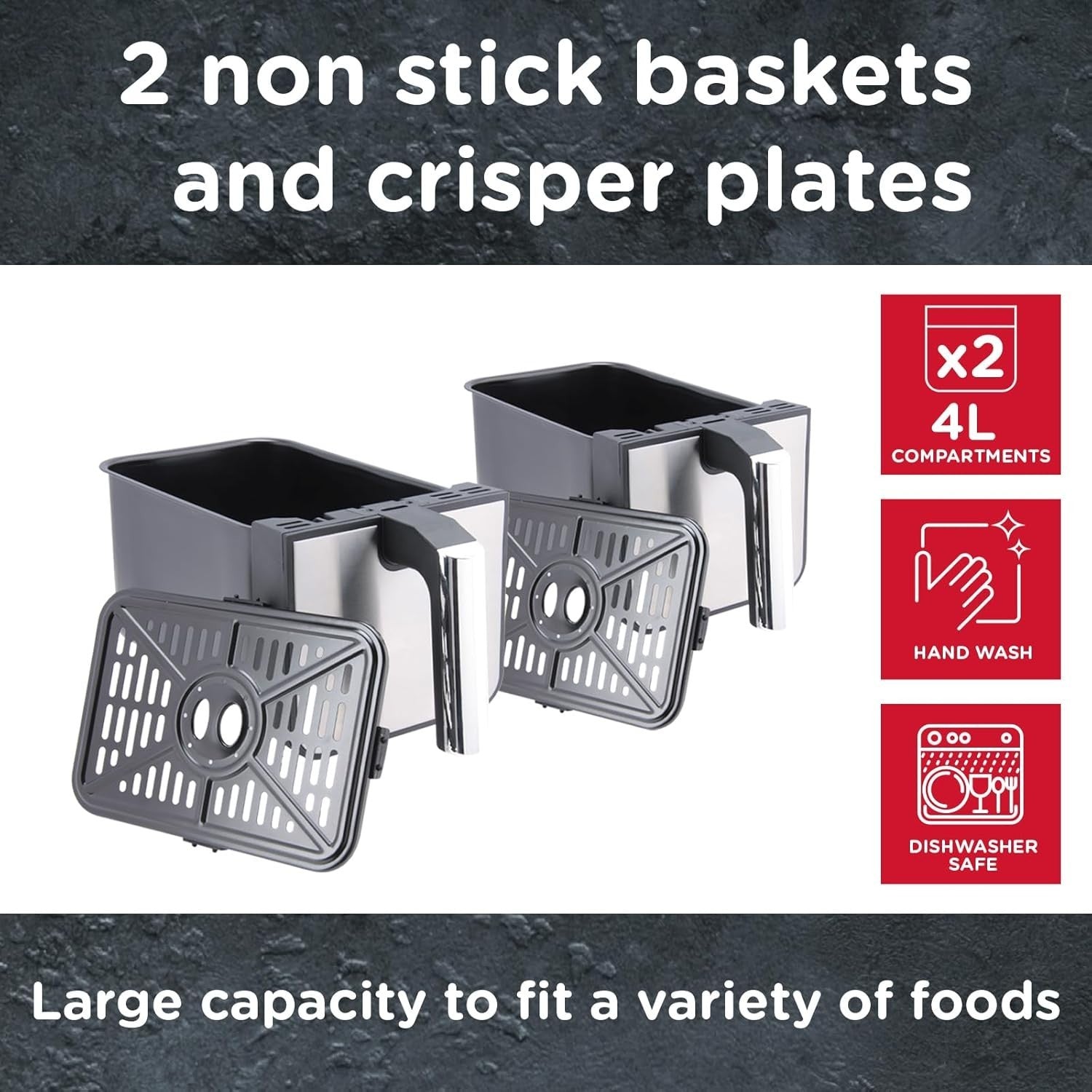 Dual Basket Air Fryer 8L 2400W Oil Free Digital Sync Finish Family Size