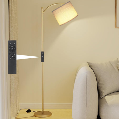 Gold LED Floor Lamp Remote Control Dimmable Adjustable Standing Reading Light