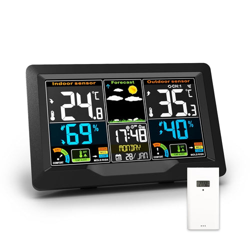 Wireless Weather Station Indoor Outdoor Sensor Large LCD Temp Humidity