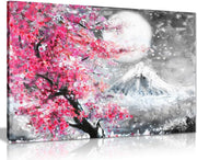 Pink Cherry Blossom Canvas Wall Art Japanese Landscape Small Home Decor Print