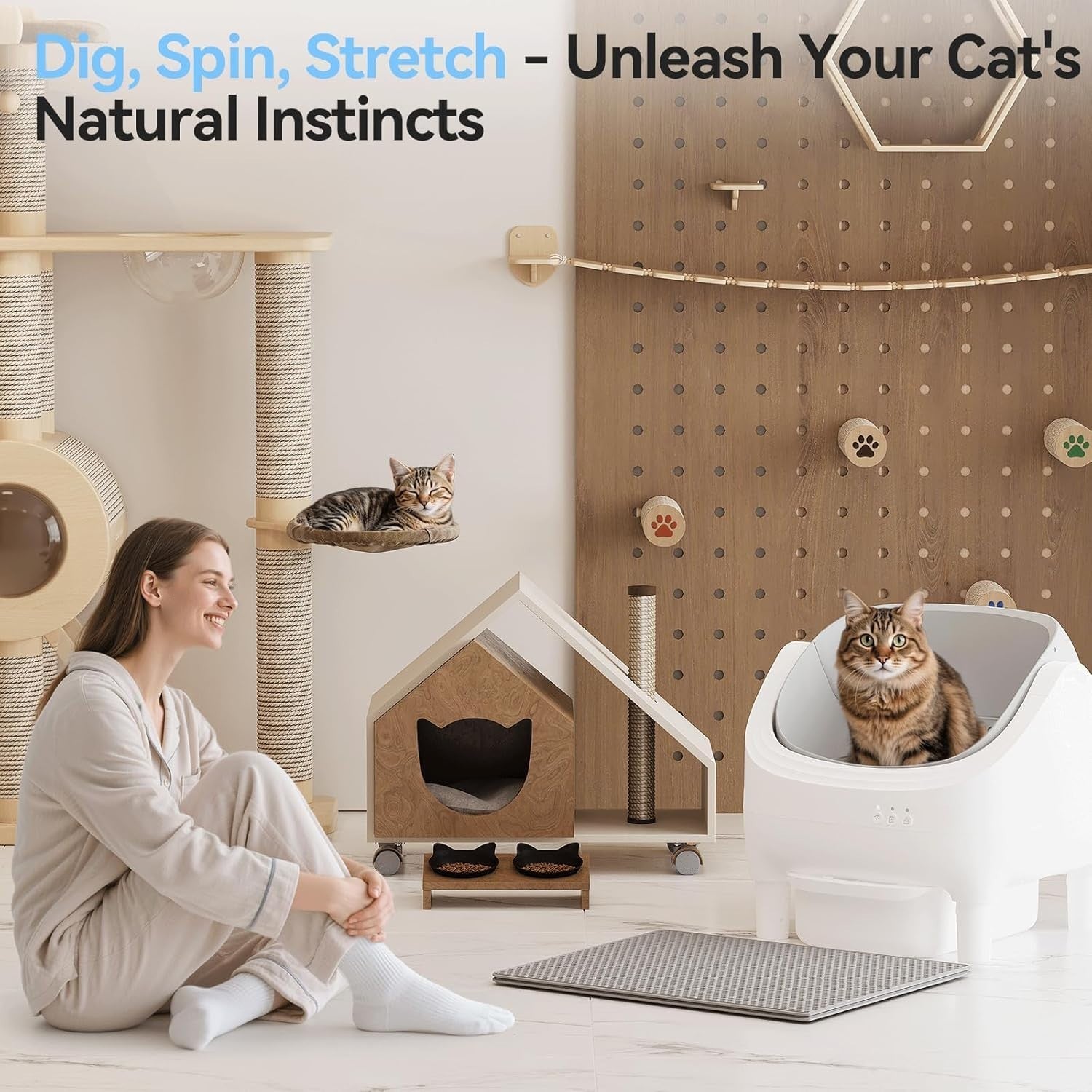 90L Smart Cat Litter Robot App Control Auto Cleaning Multi Cat Tray